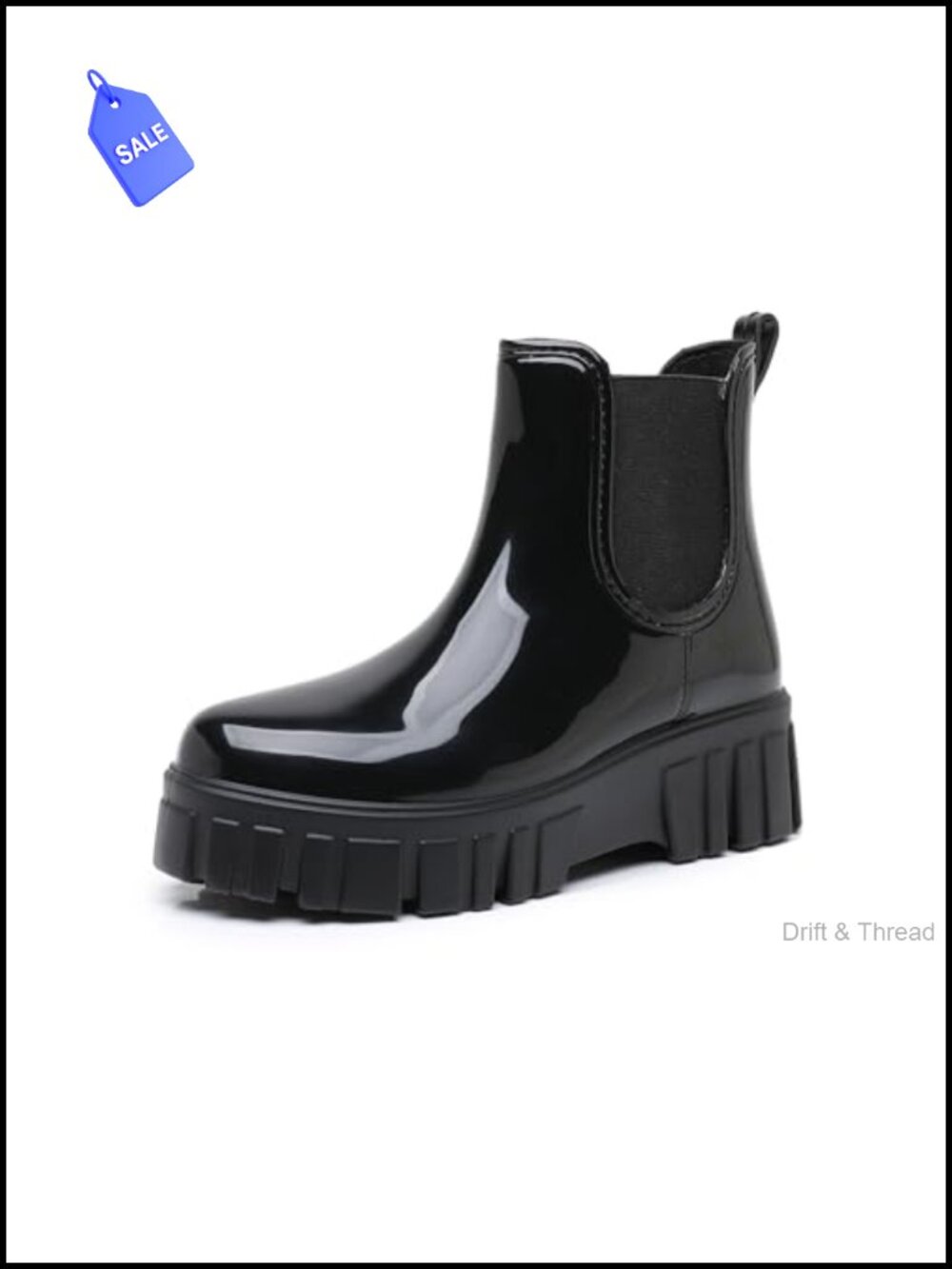 Waterproof Rubber Chelsea Rain Boots Chunky Platform Ankle